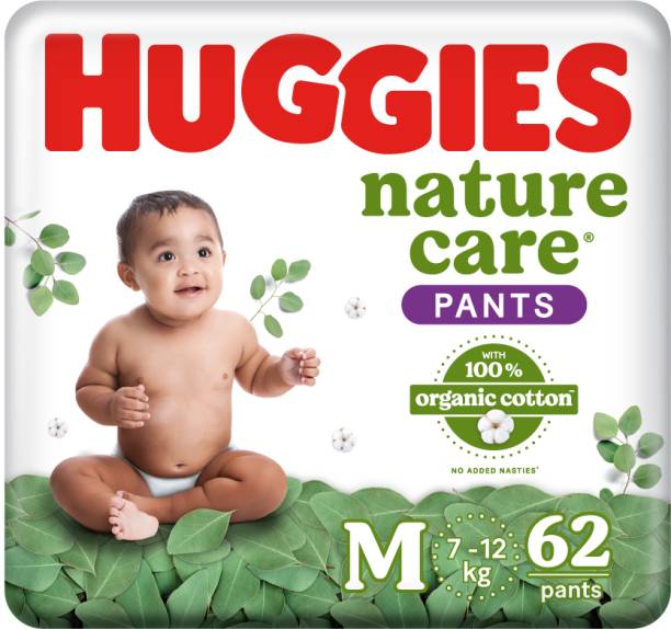 Huggies Nature Care Premium Baby Diaper Pants Made with 100% Organic Cotton , (7-12 Kg) - M