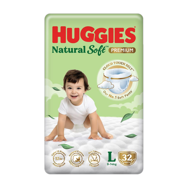 Huggies Natural Cloud Soft Premium Pant Diapers - L