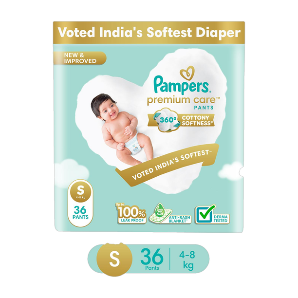 Pampers Premium Care Diaper Pants with 360 Cottony Softness - S