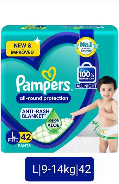 Pampers Large size baby diapers 42 diaper, Lotion with Aloe Vera pack of 42pc Pa