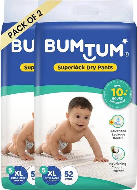 BUMTUM Superlock Diapers Pants with Superlock Gel Technology |Coconut Extracts - XL
