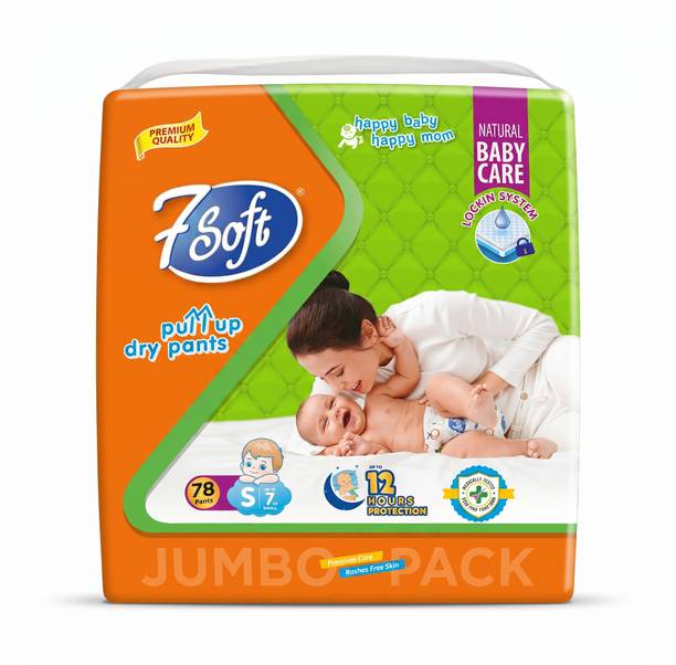 7 Soft 7 Soft Baby Diaper Pants,78 pcs - S
