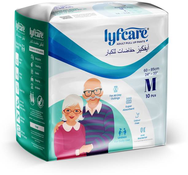 lyfcare Pull-Up Pants | Waist Size (24-33 Inch) Adult Diapers - M