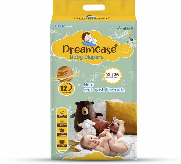 Dreamease Newborn Baby Diapers, 12-Hour Absorption & Anti-rash Formula, (Pack of 1) - XL