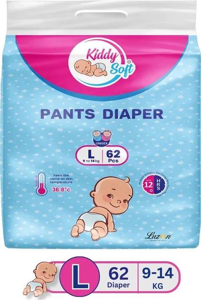 KiddySoft Baby Diaper Pant Style| 5 Layer All Night Leakage Protection & Quick Absorbency - L