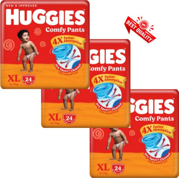 Huggies Premium Comfy Baby Diaper Pants (12-17 kgs) Pack Of 3 Pants - XL