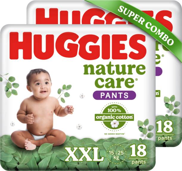 Huggies Nature Care Premium Baby Diaper Pants Made with 100% Organic Cotton , (15-25 Kg) - XXL