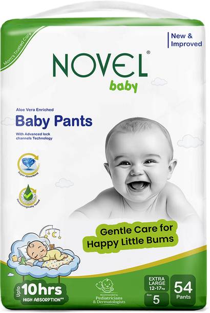 NOVEL Baby Diaper Pants M Size Aloe Vera Crisscross Tech 10H Dry Pant Diapers - XL