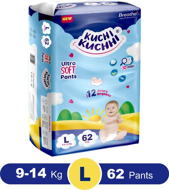 KUCHI KUCHHI Premium Ultra soft baby diaper with a 3D bubble top Pant Diapers - L