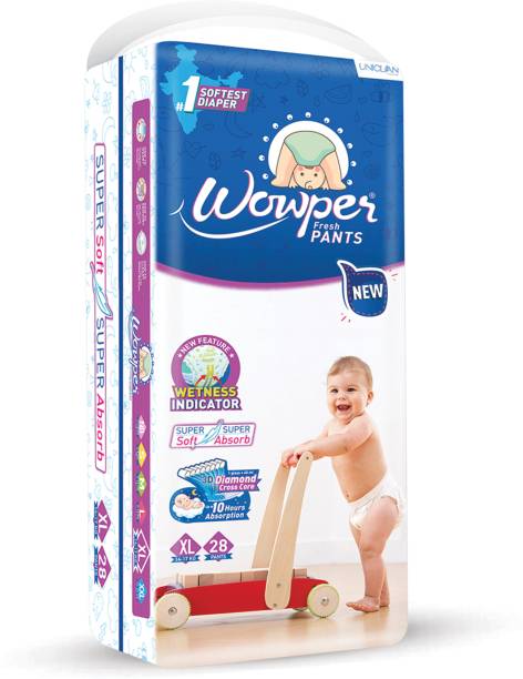 Wowper Fresh Baby Diapers Pants | Wetness Indicator | Upto 10 Hrs Absorption |14-17 Kg - XL