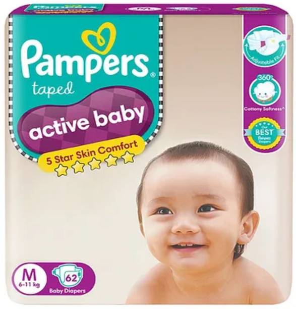 Pampers Active baby taped diper M-62 pack of 1 Tape Diapers - S