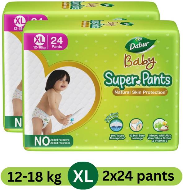 Dabur Baby Super Pants | Infused with Shea Butter & Vitamin E | Insta-Absorb Technology - XL