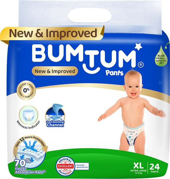 BUMTUM Baby Diaper Pants Double Layer Leakage Protection high Absorb Technology - XL