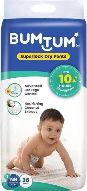 BUMTUM Superlock Diapers Pants with Superlock Gel Technology |Coconut Extracts - New Born