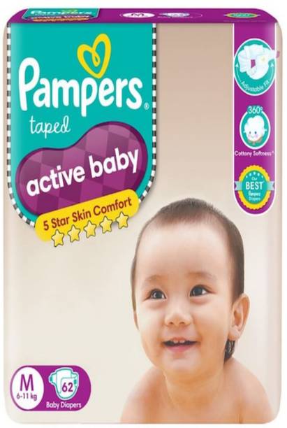 Pampers Active baby taped diaper M 62 PACK OF 1 - M