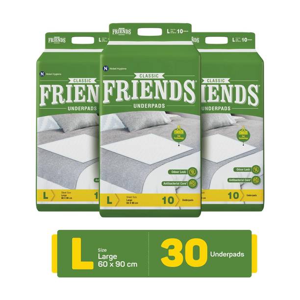 FRIENDS Classic Disposable Underpads ,Soft & Super Absorbency 60x90 cm Adult Diapers - L