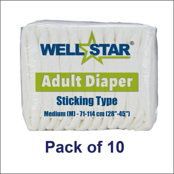 Wellstar Adult Diapers (Medium) - Pack of 10 Pieces Adult Diapers - M