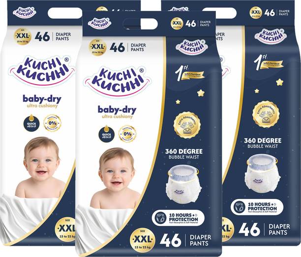 KUCHI KUCHHI Baby Diaper XXL-46 (Pack 3)|Breathable, Soft & Leak-Proof | Comfort fit for baby - XXL