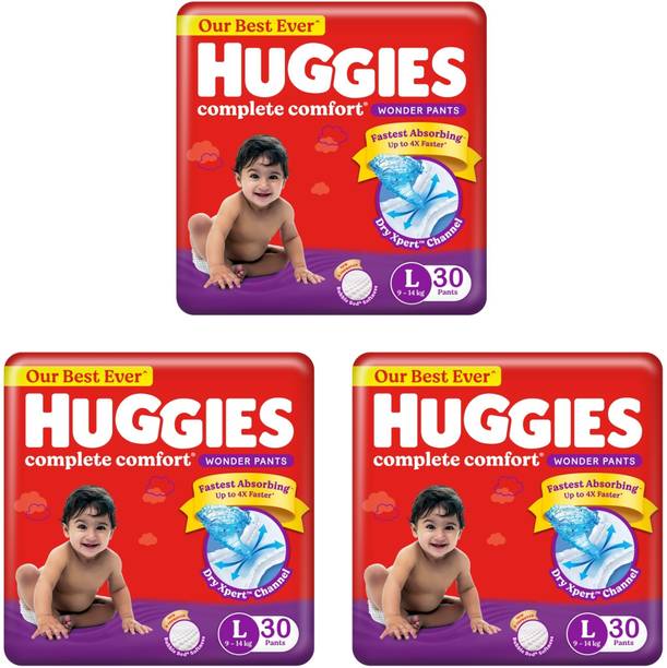 Huggies Complete Comfort Wonder Pants - Large (30 Pieces) - ( Pack of 3 ) - L 90 Pieces