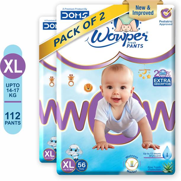 Wowper Fresh Baby Diapers Pants by Doms|Wetness Indicator| Upto 12Hrs Absorb | 14-17 Kg - XL