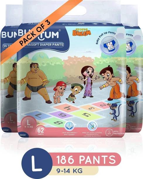 BUMTUM Premium Baby Pull-Up Diaper Pants with Aloe Vera,Wetness Indicator and 12 Hours Absorption Combo Pack - Large - L