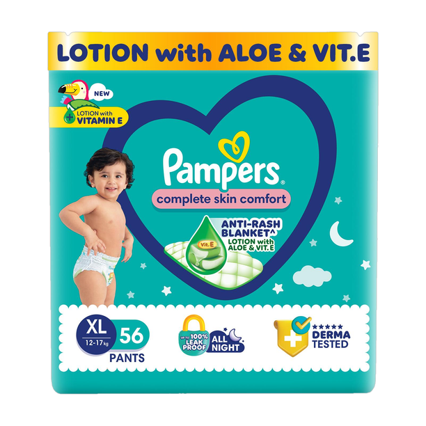Pampers Complete Skin Comfort with VitaminE & Aloe Vera Lotion - XL
