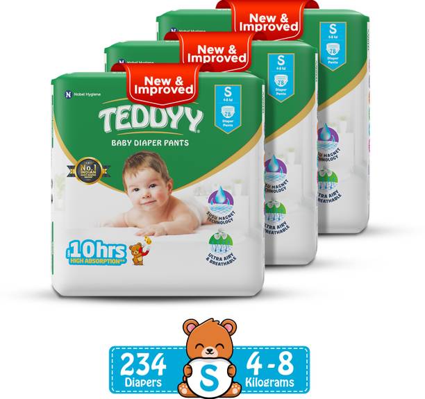 TEDDYY Easy Diaper Pants with Rash Protection and 3x Faster absorption Technology Pant Diapers - S
