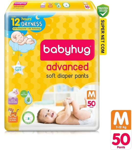 babyhug Advance Soft Pant Style Diaper With 3D Leak Guard, Alcohol Free, Anti-Rash - M