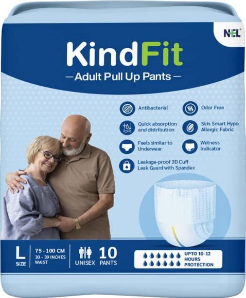 KINDFIT Adult Pull-Up Pants Diaper Large 10 Pieces Waist Size:30-39 Inch Adult Diapers Adult Diapers - L