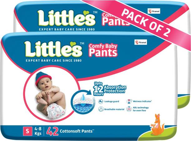 Little's Comfy Baby Pants Diapers with Wetness Indicator and 12 hours Absorption | Small - S