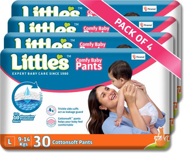 Little's Comfy Baby Pants, Standard, Large, 30 Count With 10 Hours Absorption Protection - L