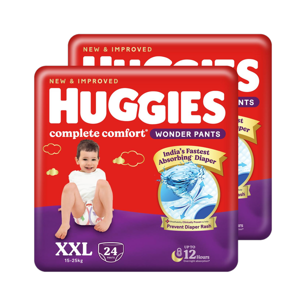 Huggies Complete Comfort Wonder Pant, India's Fastest Absorbing Diaper (24 X 2) - XXL