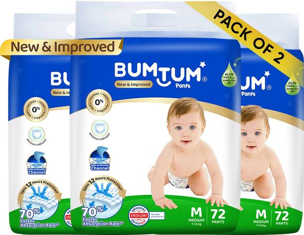 BUMTUM Baby Diaper Pants Double Layer Leakage Protection High Absorb Technology - M