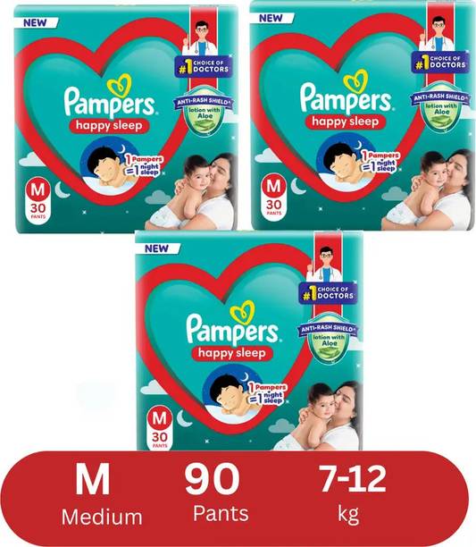 Pampers Anti rash lotion with Aloe vera baby Medium size diaper pants combo(Pack of 3) - M