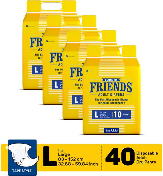 FRIENDS Economy Adult Diaper Tape Style with odourlock and Anti-Bacterial Absorbent Core Adult Diapers - L
