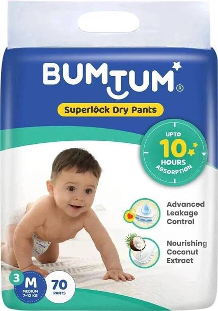 BUMTUM Superlock Diapers Pants with Superlock Gel Technology |Coconut Extracts - M