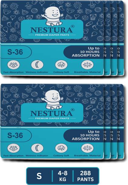 NESTURA Baby Diapers Pants Small S size Pack of 8 (4-8 kg) - S
