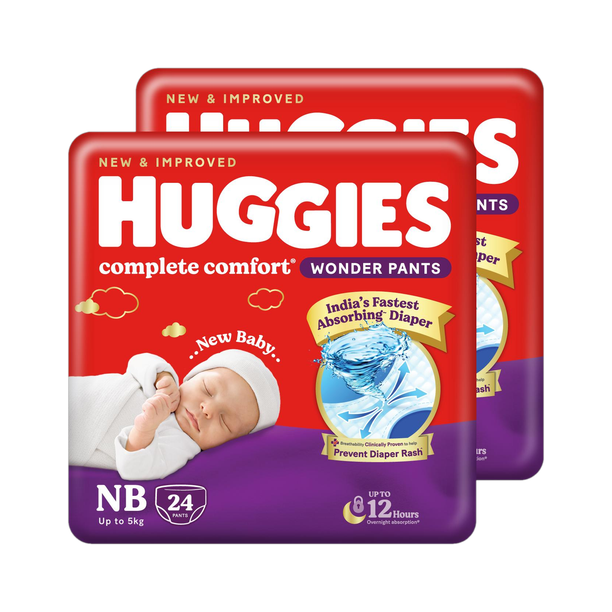 Huggies Complete Comfort Wonder Pants, India's Fastest Absorbing Diaper | - New Born