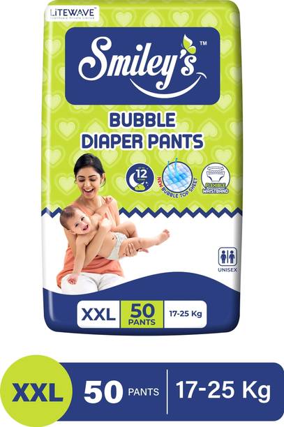 LITEWAVE Smiley's Bubble Baby Diaper Pants Up to 12 Hours Protection | 17- 25 kg - XXL