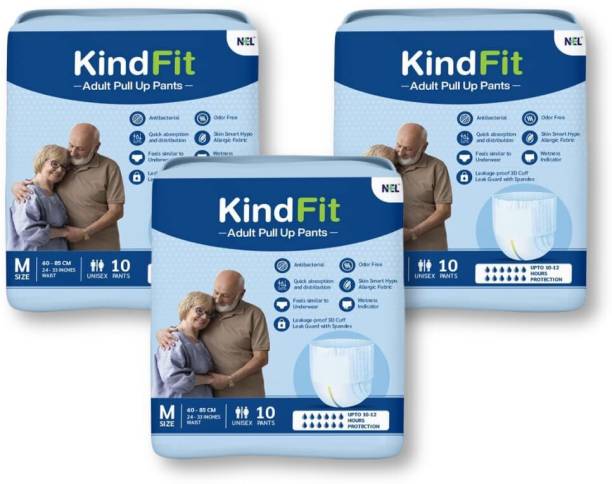KINDFIT Pull-Up Pants |Waist Size (24-33 Inch)|Pack of 3 Adult Diapers - M