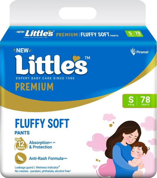 Little's Comfy Baby Pants - Premium, 12 Hours Absorption, Wetness Indicator, Cotton Soft - S
