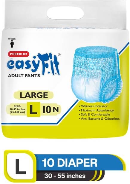 easyFit Adult Diaper Pants | Waist 30-55 inch (75-140 cm) | Unisex | Leak Proof Adult Diapers - L