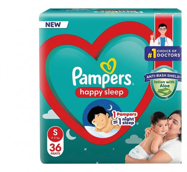 Pampers Small size baby diapers 36 diaper, Lotion with Aloe Vera pack of 36pc - S