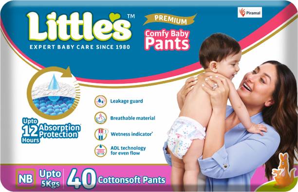 Little's Comfy Baby Pants Diapers with Wetness Indicator and 12 hours Absorption | - New Born
