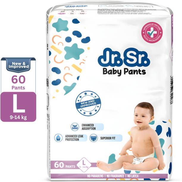 Jr. Sr. Baby Diaper Pants with Advanced Leak Protection Soft & Comfortable - L
