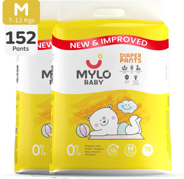 MYLO Baby Diaper Pants|Super Absorbent with Aloe Vera|Leak Proof|Anti Rash|Jumbo Pack - M