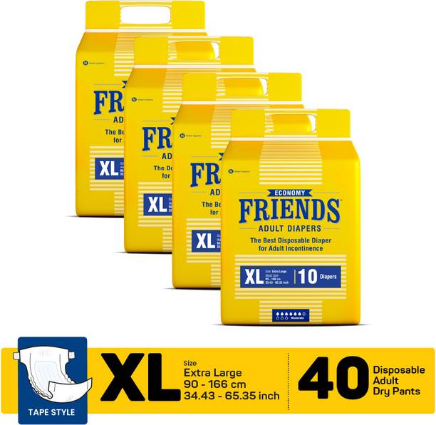 FRIENDS Economy Adult Diaper Tape Style with odourlock and Anti-Bacterial Absorbent Core Adult Diapers - XL