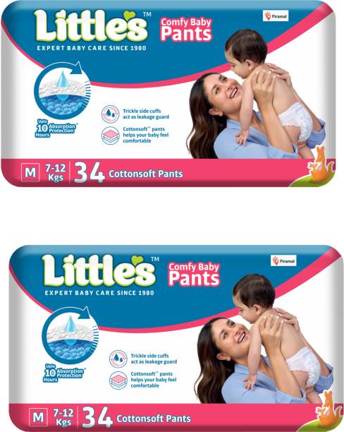 Little's Comfy Baby Pants, Standard, Medium, 34 Count With 10 Hours Absorption Protection - M