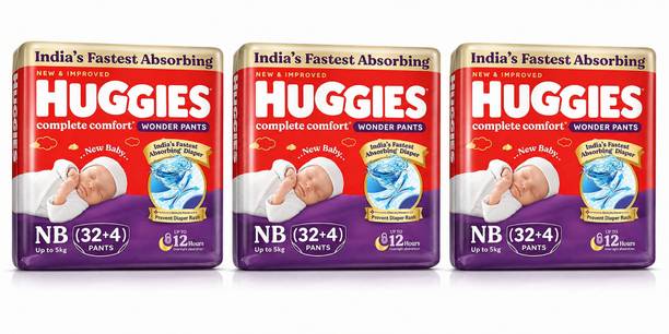 Huggies Wonder Pants Style Baby(Weight Upto 5 kg) India's Fastest Absorbing Diapers - New Born