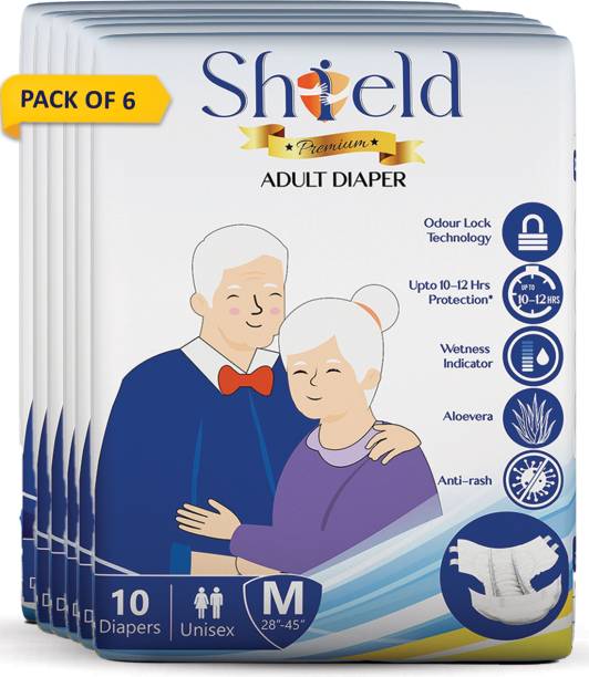 SHIELD Premium Tape Style Adult Diapers - M (10*6 Piece...